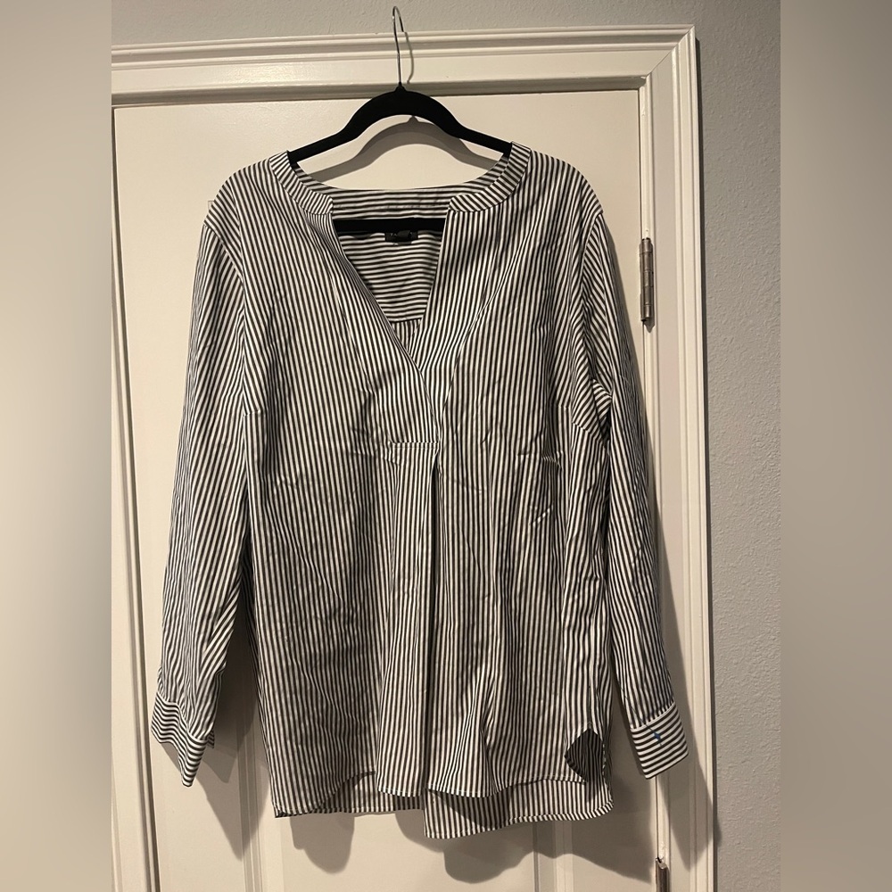 Talbots Black and White Striped Top